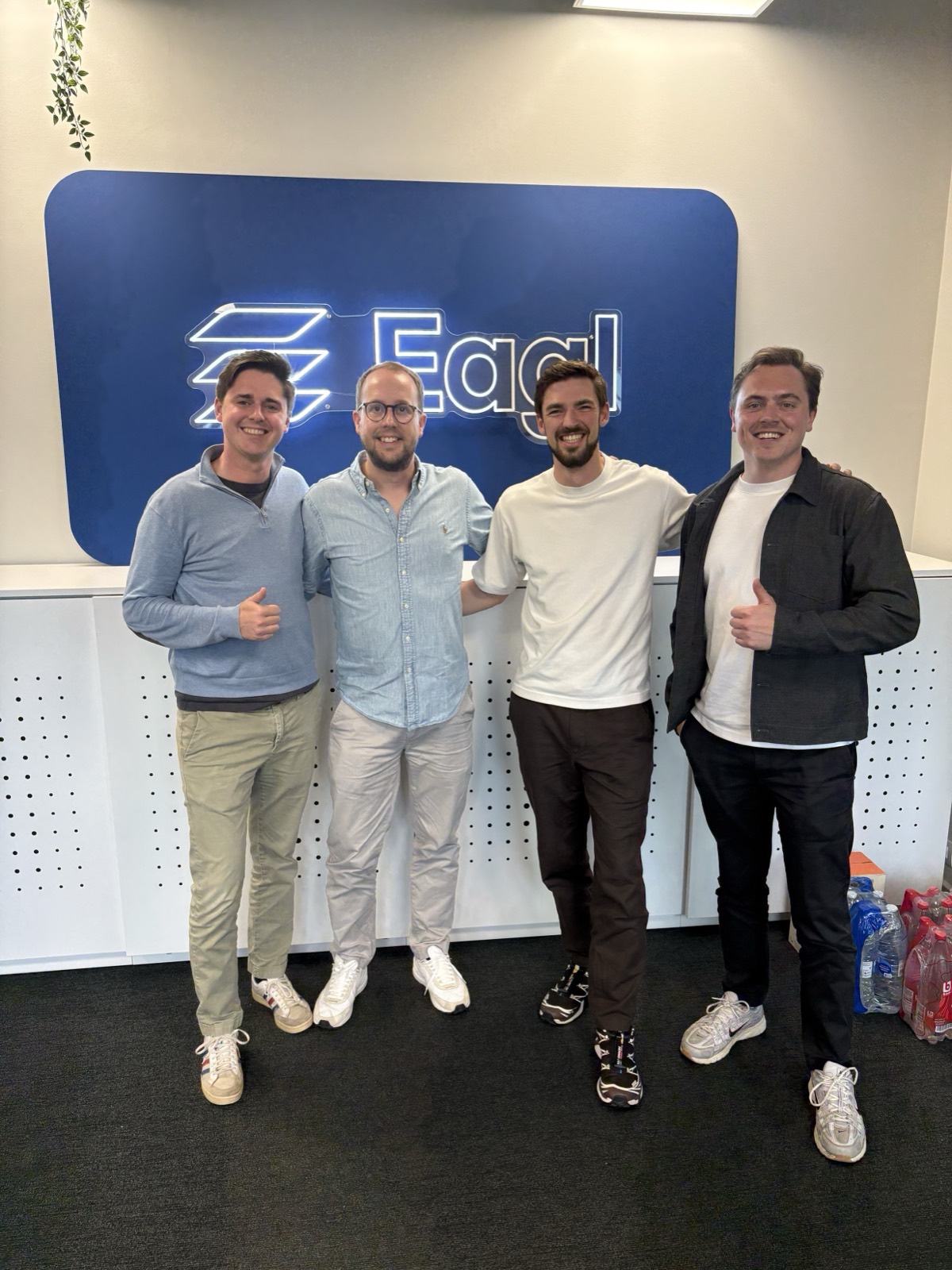 The Eagl team at the office, celebrating the Payhawk partnership